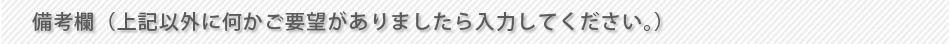 備考欄（上記以外に何かご要望がありましたら入力してください。）